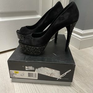 Brian Atwood B Black Susie Crystal Studded Pumps